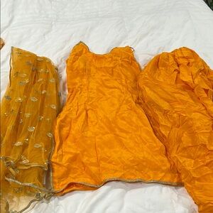 Yellow Orange Punjabi Gharara Suit